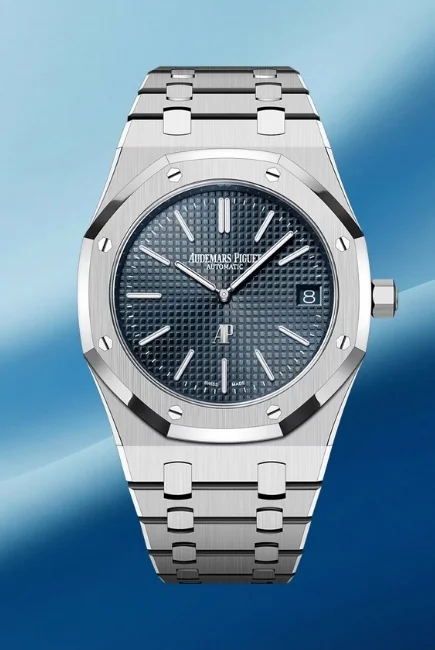 Audemars Piguet Royal Oak Jumbo Ultra-thin mavi kadranlı spor erkek kol saati, 15202