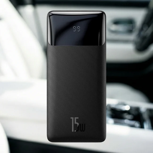 Baseus 10.000 mah, şarj göstergeli, ekranlı siyah powerbank