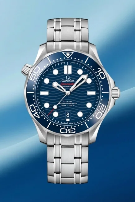Omega Seamaster 300M mavi, çelik bilezikli otomatik mekanizmalı erkek kol saati, James Bond'un saati