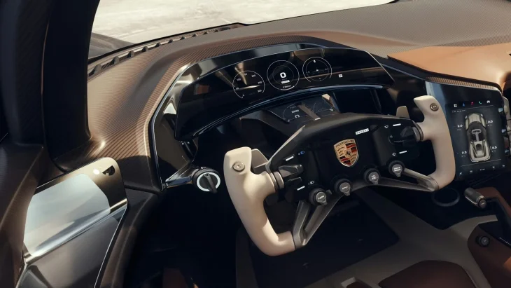 Porsche Mission X elektrikli hiper otomobil iç mekân tasarımı