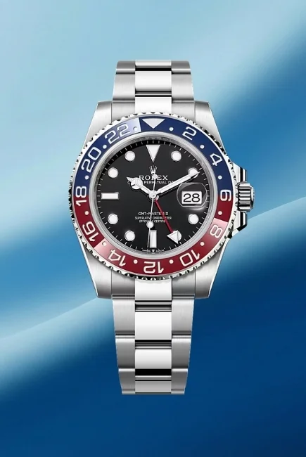 Rolex GMT Master-II, GMT fonksiyonlu çelik erkek kol saati, pepsi bezel