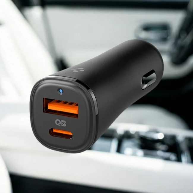 Spigen araç içi hızlı şarj cihazı ikili usb type-c, siyah