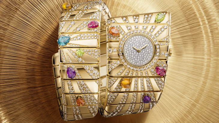 Bulgari Tubogas Manchette sarı altın lüks kadın kol saati