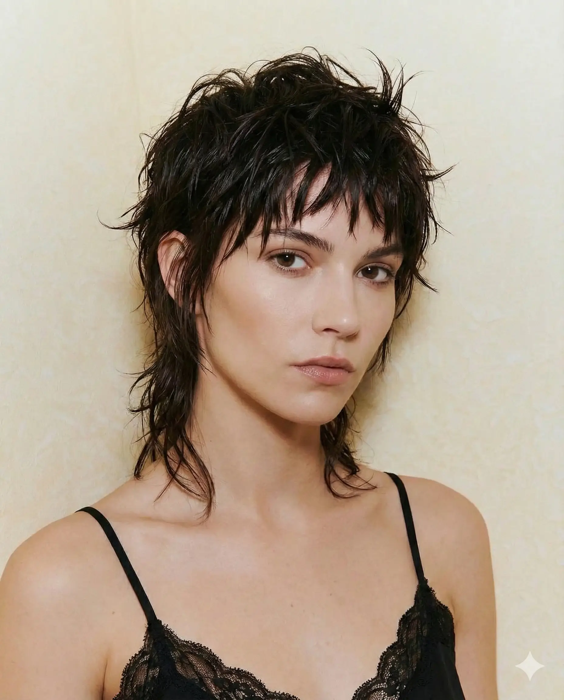 Kadınlar için pixie Mullet saç kesiminin bir örneği