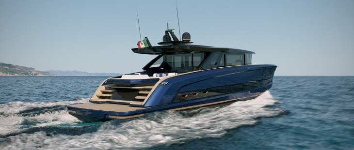 Solaris Power 70 İtalyan üretimi spor, mavi yat dış mekan tasarımı