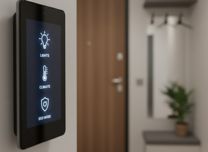 Akıllı ev kontrol paneli, siyah, tek panel çoklu kullanım, uzaktan kontrol, akıllı ev otomasyonu