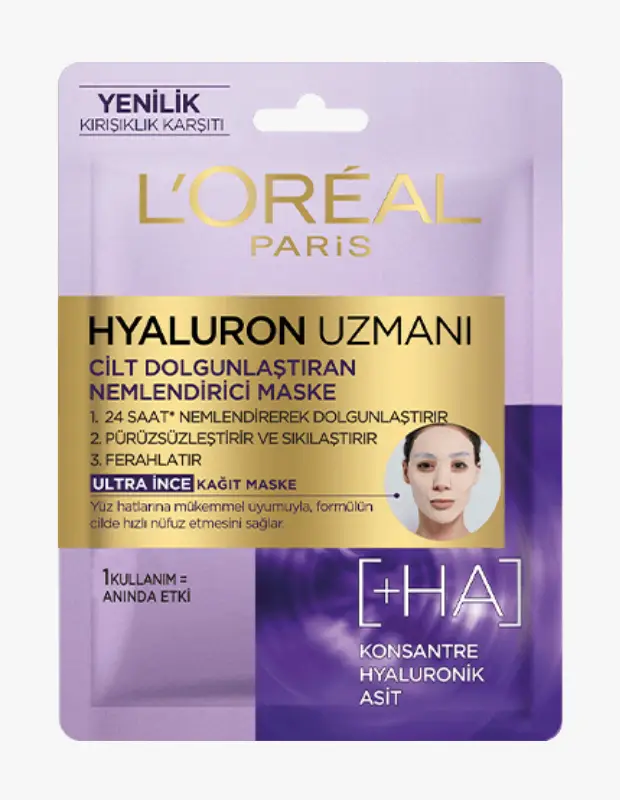 Marka Adı: L'Oreal Paris
Ürün Cinsiyeti: Belirtilmemiş
Ürün Tipi: Cilt dolgunlaştıran nemlendirici kağıt maske
Ürün Sezonsallığı: Belirtilmemiş
Ürün Çeşidi: Kağıt maske
Ürün Özellikleri: Bu ultra ince kağıt maske, L'Oreal Paris'in Hyaluron Uzmanı serisinden olup, konsantre Hyaluronik Asit içerir. Yüz hatlarına mükemmel uyum sağlayarak formülün cilde hızlı nüfuz etmesini sağlar. Kırışıklık karşıtı yenilikçi yapısıyla cildi 24 saat nemlendirerek dolgunlaştırır, pürüzsüzleştirir ve sıkılaştırır. Tek kullanımda anında etki göstererek cilde ferahlık verir ve daha aydınlık, dinlenmiş bir görünüm kazandırır.
Öne Çıkan Detaylar:
- Konsantre Hyaluronik Asit içeriğiyle yoğun nem sağlar
- Ultra ince kağıt maske yapısı sayesinde etkin emilim sağlar
- Ciltte anında dolgunlaştırıcı, pürüzsüzleştirici ve sıkılaştırıcı etki sunar
Kimler Kullanıyor?: Cildini hızlı ve etkili bir şekilde nemlendirmek, dolgunlaştırmak ve daha pürüzsüz bir görünüme kavuşturmak isteyen herkes için idealdir. Özellikle özel günler öncesinde cildine anında canlılık ve ferahlık katmayı amaçlayan, kırışıklık görünümünü azaltmaya yönelik bakım arayan kişilerin rutinlerine kolayca adapte olur.