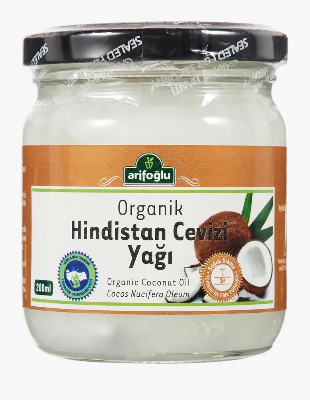 Arifoğlu organik soğuk sıkım hindistan cevizi yağı cam kavanozda doğal coconut oil ürün görüntüsü
