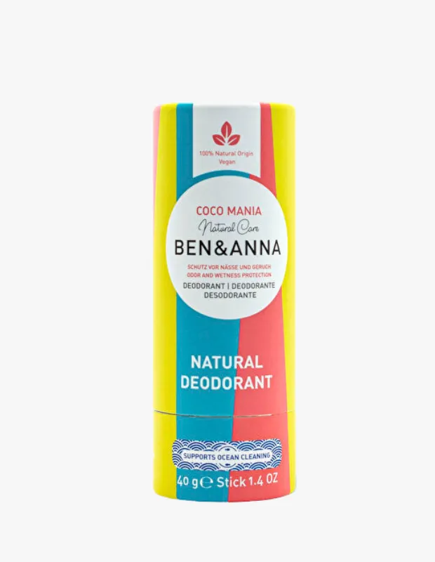 Bu renkli Ben & Anna Coco Mania doğal deodorant, Hindistan cevizi yağı faydaları etrafında şekillenen bütünsel güzellik ritüellerine uygun olarak yüzde yüz doğal ve vegan formülüyle sürdürülebilir bir seçenek sunarken okyanus temizliğini de destekliyor.
