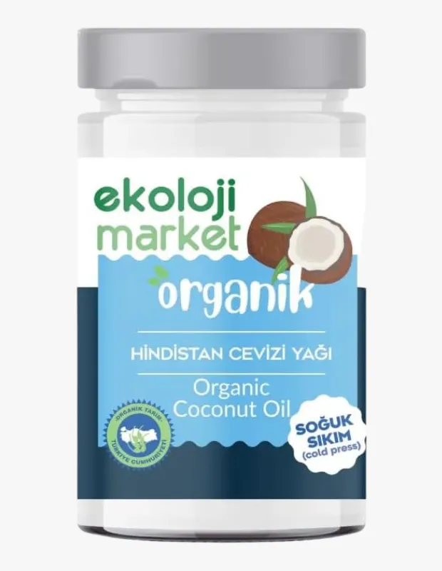 Ekoloji Market organik soğuk sıkım hindistan cevizi yağı cam kavanoz ambalajlı doğal coconut oil ürün görüntüsü