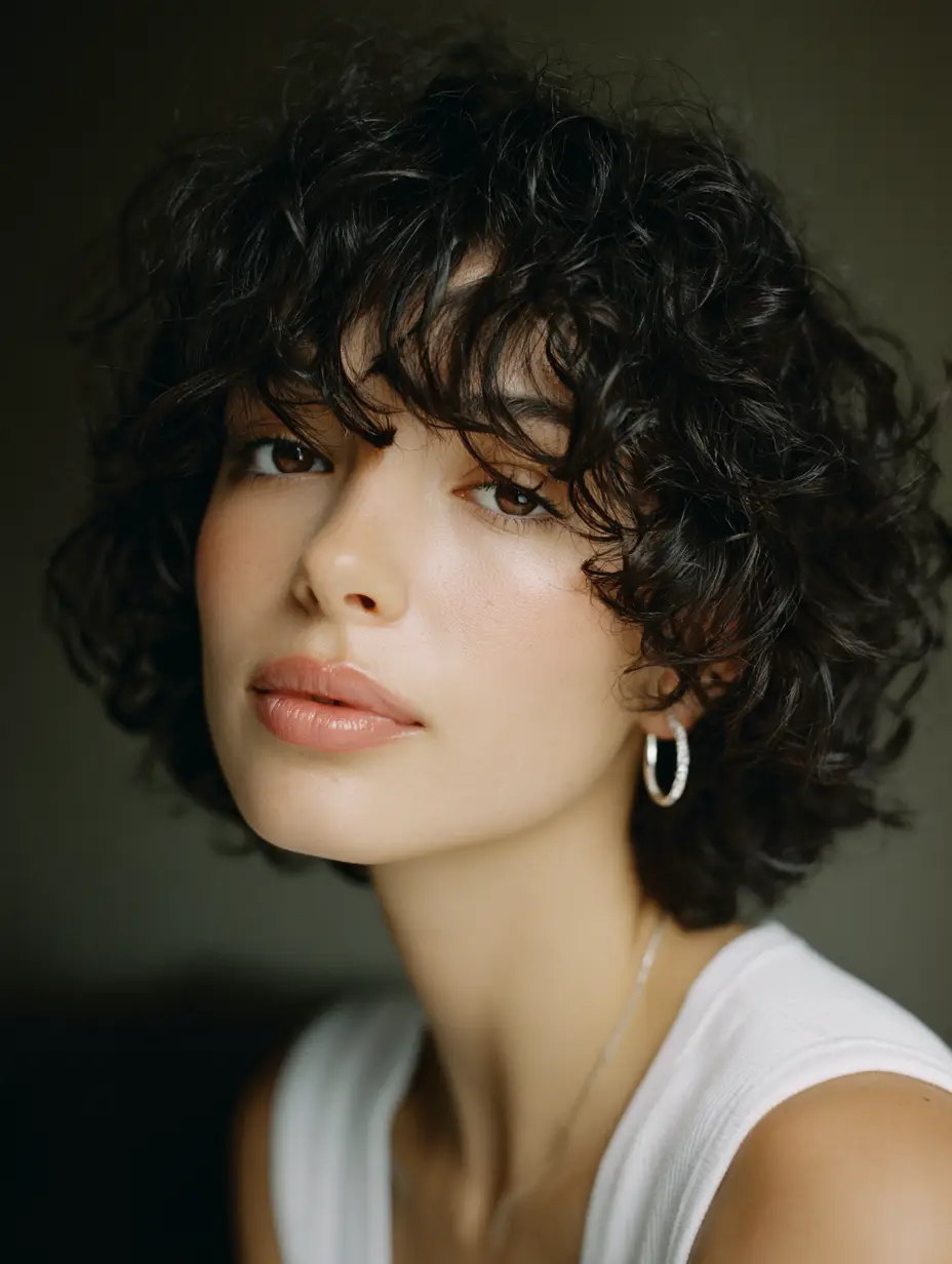 Yüz hatlarını vurgulayan, gür ve doğal bukleleriyle hacimli bir görünüm sunan bu modern ve popüler kıvırcık pixie saç modeli, rehberimizdeki çeşitli pixie kesimler ve şekillendirme ipuçları için ilham verici bir örnek sunuyor.
