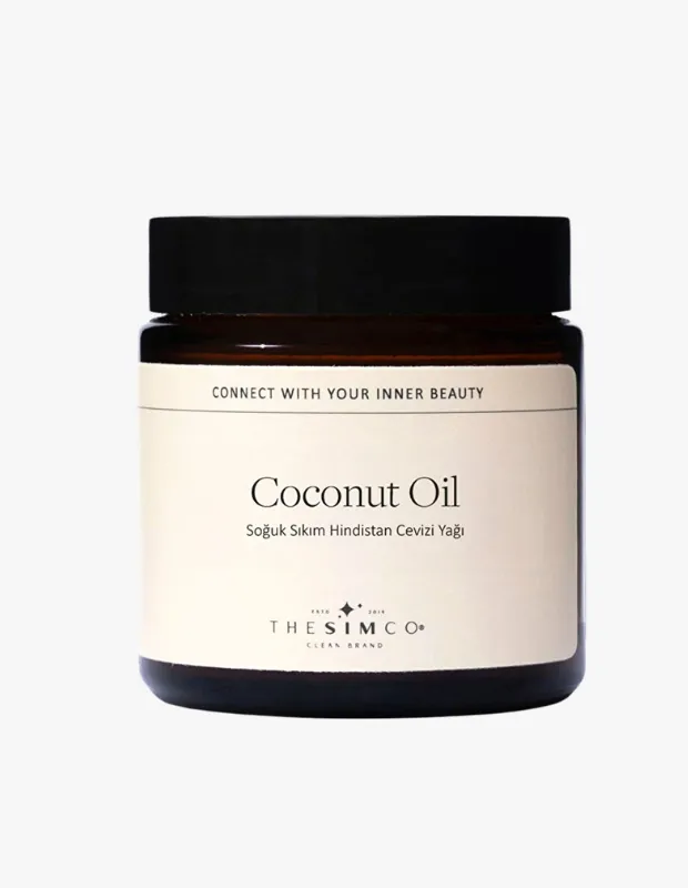 The Sim Co soğuk sıkım hindistan cevizi yağı cam kavanozda doğal coconut oil bakım yağı
