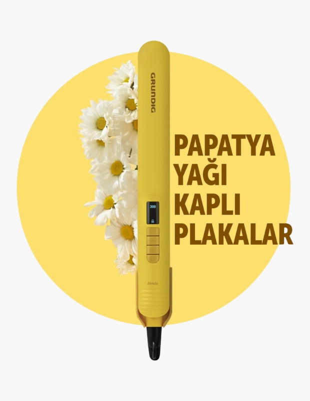 Marka Adı: Grundig
Ürün Adı: Grundig Botanika Serisi Papatya İyonik Saç Şekillendirici
Ürün Cinsiyeti: Unisex
Ürün Tipi: Saç Şekillendirici
Ürün Sezonsallığı: Belirtilmemiş
Ürün Çeşidi: Saç Bakım Cihazı
Ürün Özellikleri: Bu Grundig saç şekillendirici, canlı sarı rengi ve ergonomik tasarımıyla dikkat çeker. Papatya yağı kaplı plakaları sayesinde saçlara zarar vermeden, doğal parlaklık ve pürüzsüzlük sağlayarak şekillendirme imkanı sunar. İyonik teknolojisi ile saçtaki elektriklenmeyi azaltır ve daha kusursuz sonuçlar elde edilmesine yardımcı olur. Üzerindeki dijital ekran sıcaklık ayarını net bir şekilde gösterirken, kilit özelliği kullanım güvenliğini artırır.
Öne Çıkan Detaylar:
- Papatya yağı kaplı plakalar ile doğal parlaklık
- İyonik teknoloji sayesinde elektriklenmeyi önleme
- Dijital sıcaklık göstergesi ve kilit fonksiyonu
Kimler Kullanıyor?: Saç sağlığını önemseyen, elektriklenme problemine pratik çözümler arayan ve kişisel bakım rutinlerinde modern, şık bir cihaz tercih eden herkes bu ürünü rahatlıkla kullanabilir. Saçlarına kolayca şekil verirken aynı zamanda bakım yapan ve pürüzsüz, parlak bir görünüm arayan kişiler için idealdir.