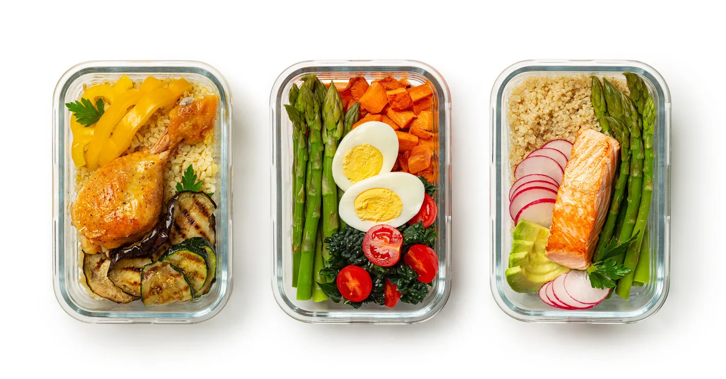 Protein türlerine ve ihtiyacına uygun porsiyonlanmış sağlıklı öğünler
