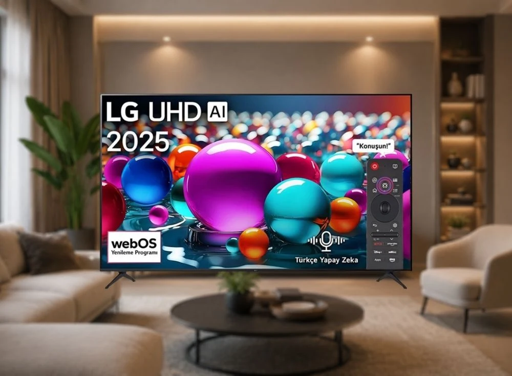 Marka Adı: LG
Ürün Adı: LG 50UA85006LA
Ürün Cinsiyeti: Belirtilmemiş
Ürün Tipi: Akıllı Televizyon
Ürün Sezonsallığı: Belirtilmemiş
Ürün Çeşidi: 4K UHD Akıllı Televizyon
Ürün Özellikleri: LG'nin bu 50 inç 4K UHD akıllı televizyonu, minimalist ve modern tasarımıyla her yaşam alanına kolayca uyum sağlar. webOS işletim sistemi, Türkçe yapay zeka ve sesli komut desteği gibi özelliklerle sezgisel bir kullanıcı deneyimi sunar. LED paneli, 4K Ultra HD çözünürlüğü, HDR10 desteği ve AI Sound teknolojisi sayesinde film, dizi ve diğer içeriklerde üstün görüntü ve ses kalitesi sunar. Wi-Fi ve Bluetooth bağlantı özellikleri ile popüler dijital platformlara (Netflix, Disney+, Prime Video) hızlı ve kolay erişim imkanı sağlar.
Öne Çıkan Detaylar:
- webOS işletim sistemi ile kişiselleştirilebilir, akıcı akıllı TV deneyimi
- Türkçe yapay zeka ve sesli komut özelliği sayesinde eller serbest kontrol imkanı
- 4K UHD çözünürlük, HDR10 desteği ve AI Sound teknolojisiyle sinematik görsel ve işitsel şölen
Kimler Kullanıyor?: Modern yaşam alanlarına değer veren, evinde yüksek kaliteli görsel ve işitsel bir deneyim arayan kullanıcılar için idealdir. Film, dizi ve dijital içerik tüketiminde kullanım kolaylığı, akıcı bir akıllı TV deneyimi ve yapay zeka destekli özelliklerle konforlu bir etkileşim bekleyen herkes için uygundur.