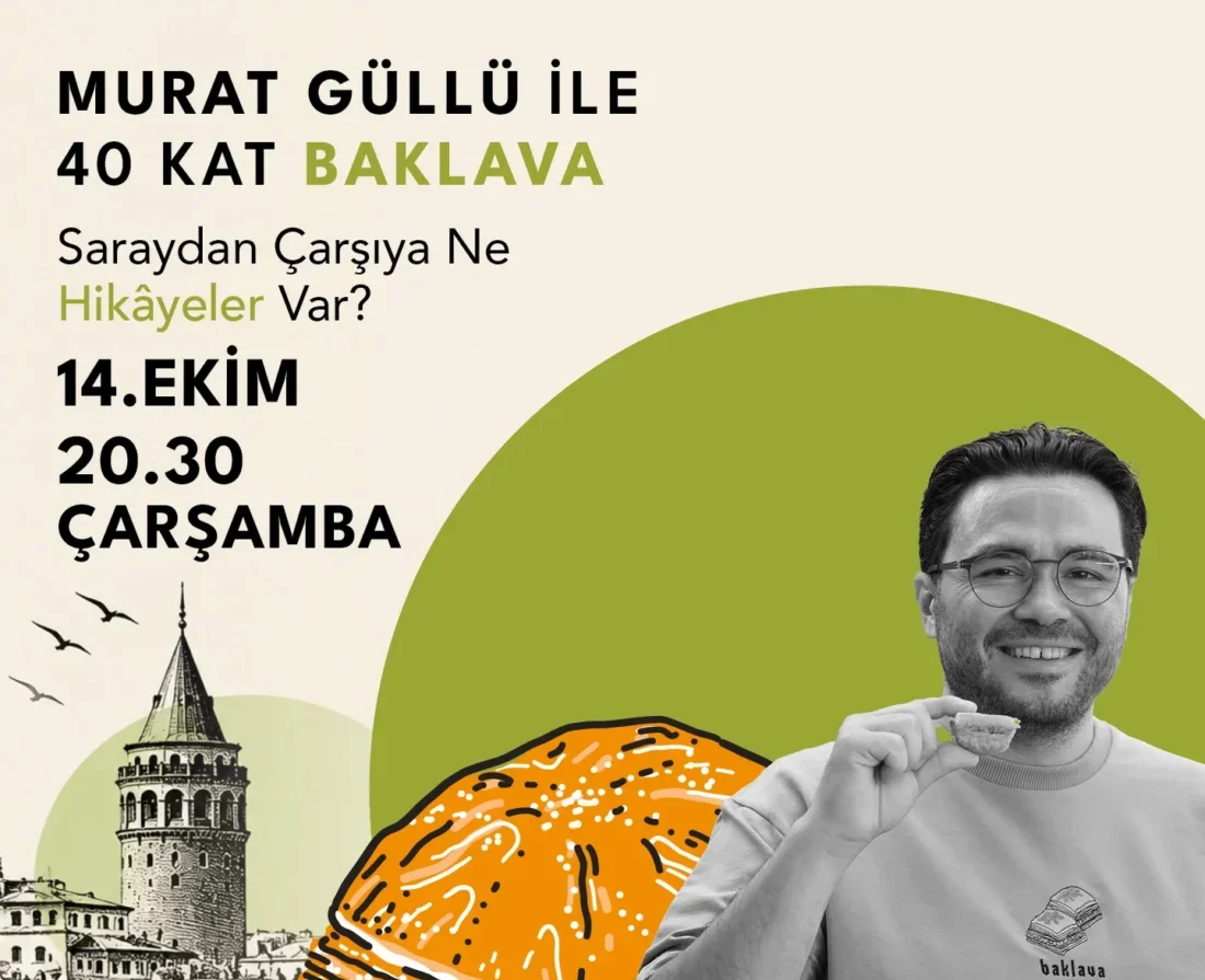 Murat Güllü, baklava atölyesinin geleneksel ve modern unsurları birleştiren aydınlık ortamında, özenle şef önlüğü giymiş bir şekilde, ustalıkla baklava hamurunu açarken veya fıstıklı baklava tepsisini hazırlarken, Türk mutfağının inceliklerini sergiliyor.
