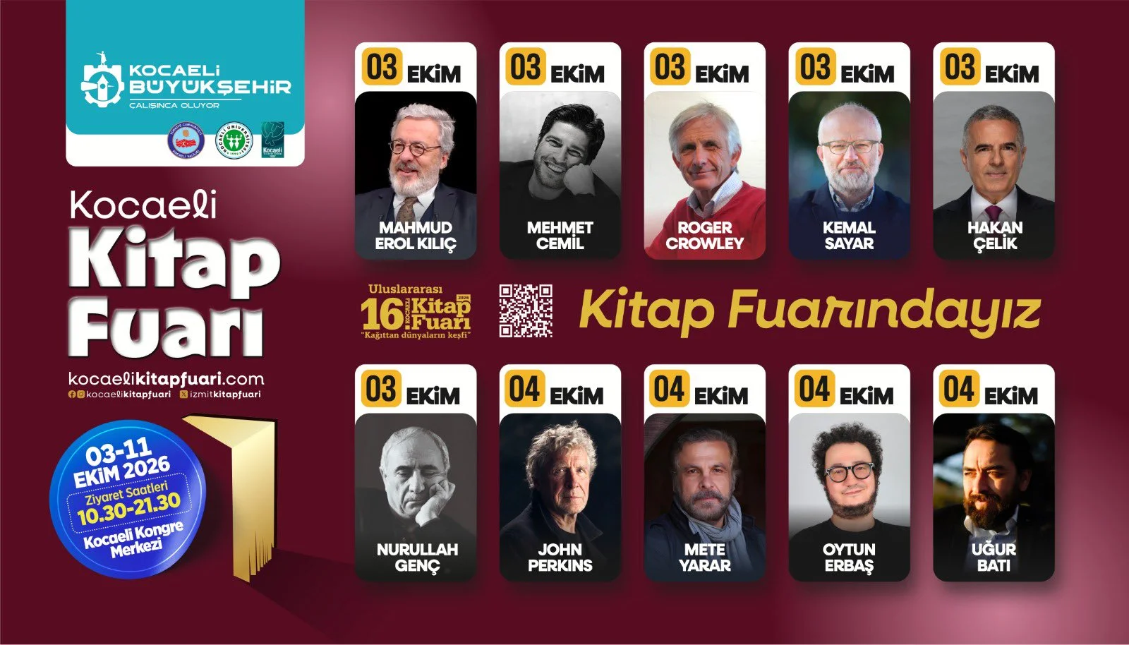 Kocaeli Kitap Fuarı konuk listesi.